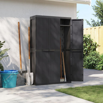 Outdoor Storage Cabinet Black 97x37x165 cm PP Payday Deals