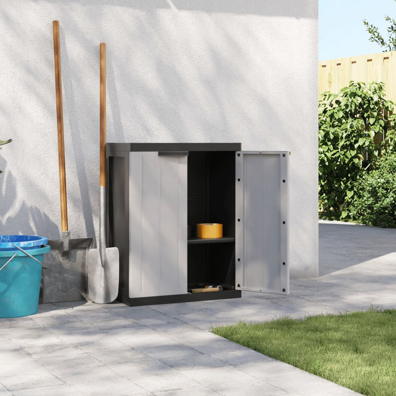 Outdoor Storage Cabinet Grey and Black 65x37x85 cm PP Payday Deals