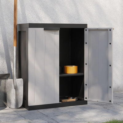 Outdoor Storage Cabinet Grey and Black 65x37x85 cm PP Payday Deals