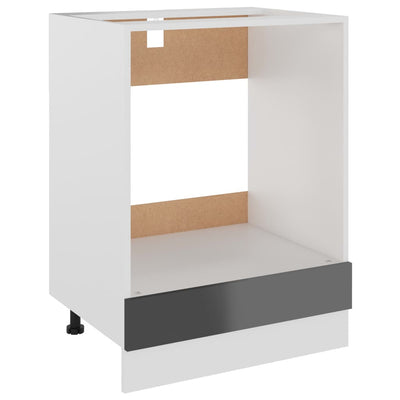 Oven Cabinet High Gloss Grey 60x46x81.5 cm Engineered Wood Payday Deals