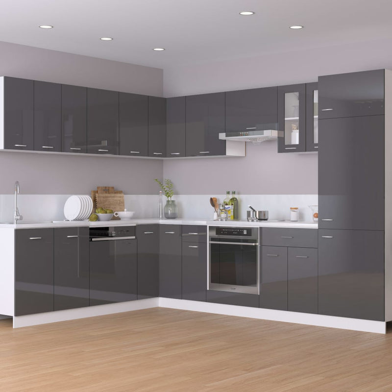 Oven Cabinet High Gloss Grey 60x46x81.5 cm Engineered Wood Payday Deals