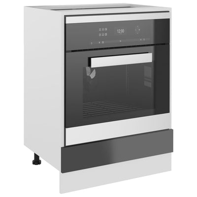 Oven Cabinet High Gloss Grey 60x46x81.5 cm Engineered Wood Payday Deals