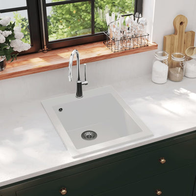 Overmount Kitchen Sink Single Basin Granite Cream White Payday Deals