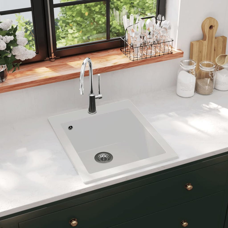 Overmount Kitchen Sink Single Basin Granite Cream White Payday Deals