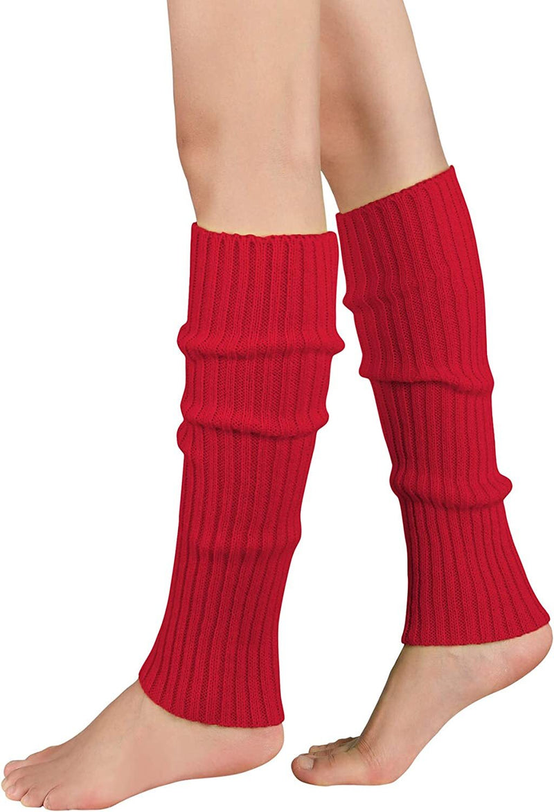 Pair of Womens Leg Warmers Disco Winter Knit Dance Party Crochet Legging Socks Costume - Red Payday Deals