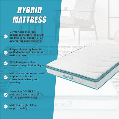 Palermo Double 20cm Memory Foam and Innerspring Hybrid Mattress Payday Deals