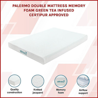 Palermo Double Mattress Memory Foam Green Tea Infused CertiPUR Approved Payday Deals