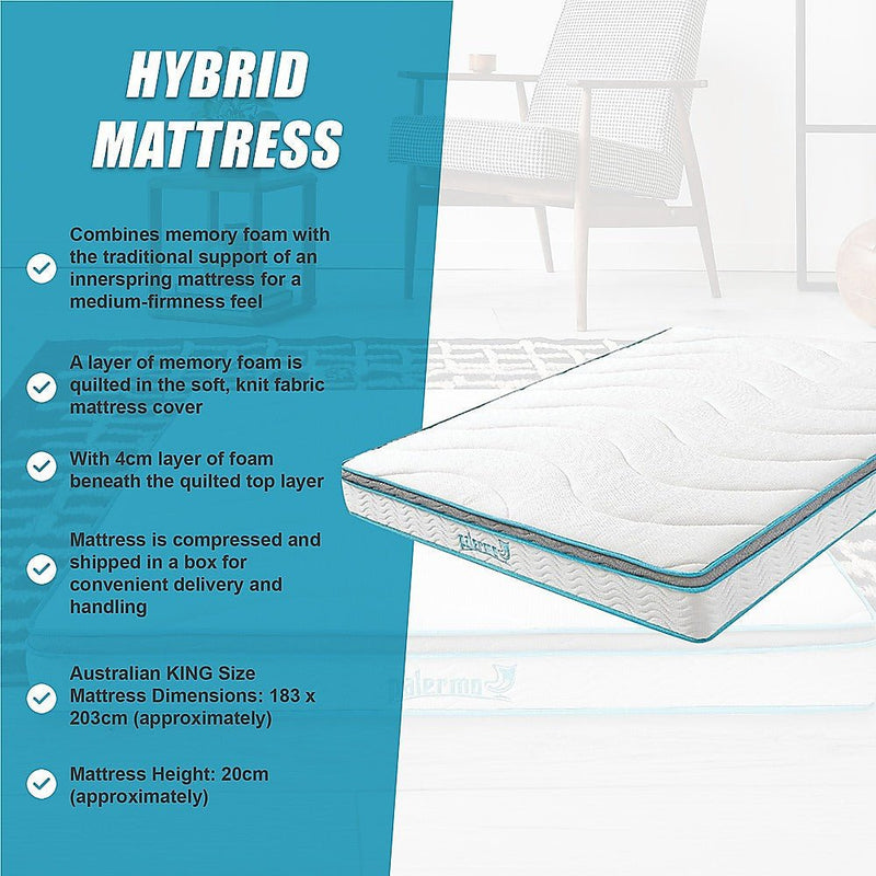 Palermo King 20cm Memory Foam and Innerspring Hybrid Mattress Payday Deals