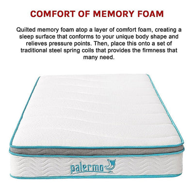 Palermo King Single 20cm Memory Foam and Innerspring Hybrid Mattress Payday Deals