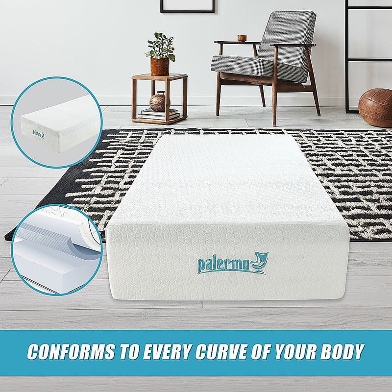 Palermo Single Mattress 30cm Memory Foam Green Tea Infused CertiPUR Approved Payday Deals