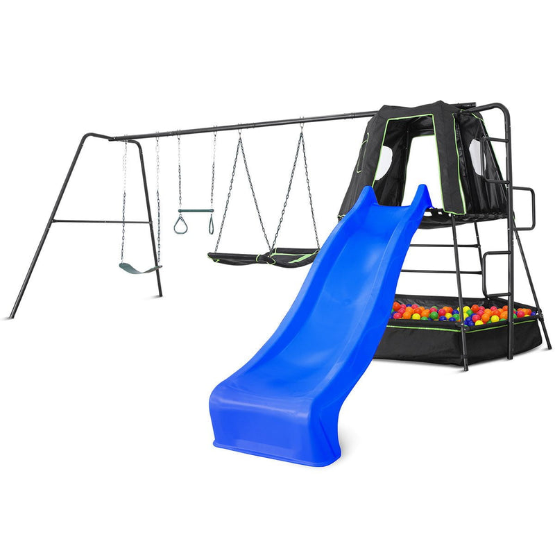 Pallas Play Tower with Metal Swing Set (Blue Slide) Payday Deals