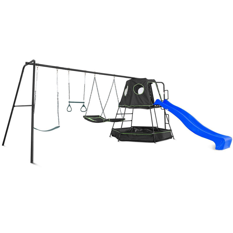 Pallas Play Tower with Metal Swing Set (Blue Slide) Payday Deals