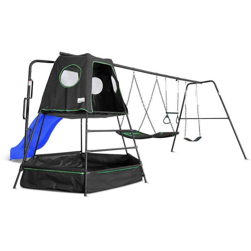 Pallas Play Tower with Metal Swing Set (Blue Slide) Payday Deals