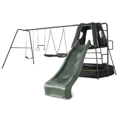 Pallas Play Tower with Metal Swing Set (Green Slide) Payday Deals