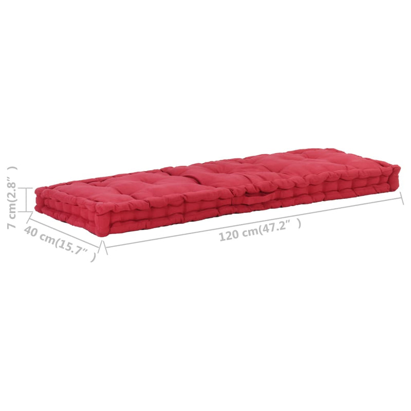 Pallet Floor Cushion Cotton 120x40x7 cm Burgundy Payday Deals