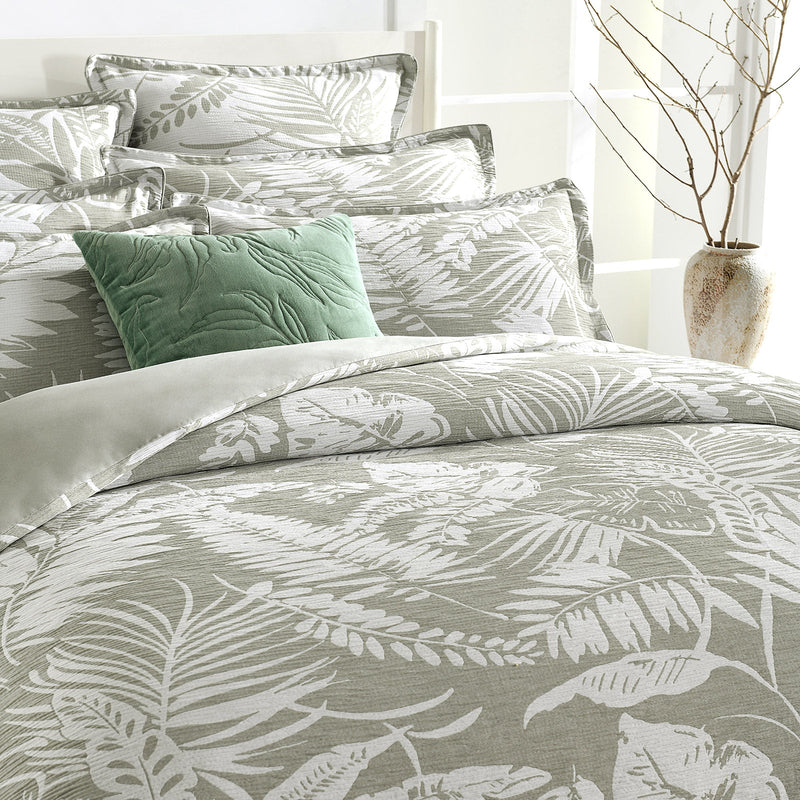 Palm Tree Jacquard Sage Green King Quilt Cover Set by Renee Taylor King Payday Deals