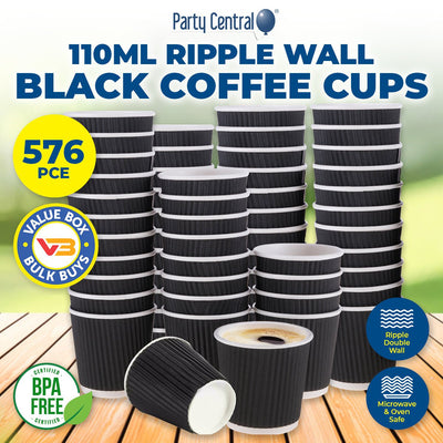 Party Central 576PCE Disposable Coffee Cups Double Wall Microwave Safe 110ml Payday Deals