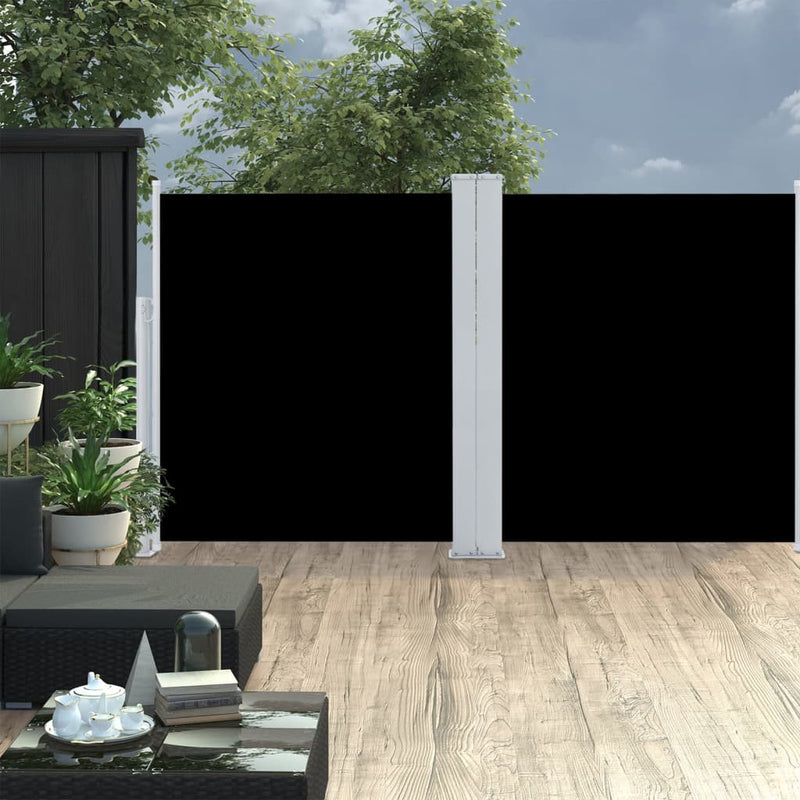 Patio Retractable Double Side Awning 170x600 cm Black Payday Deals