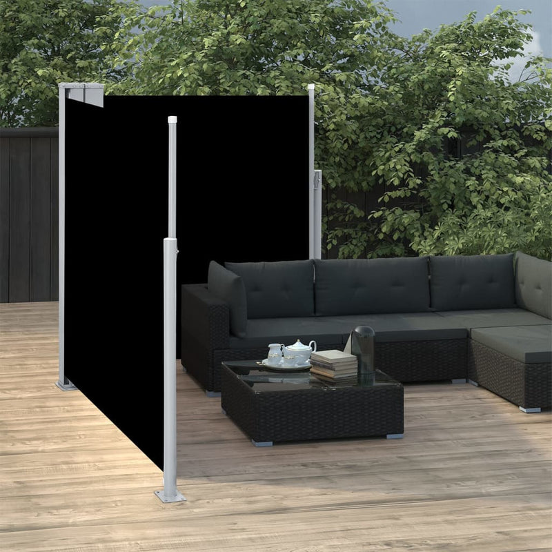 Patio Retractable Double Side Awning 170x600 cm Black Payday Deals