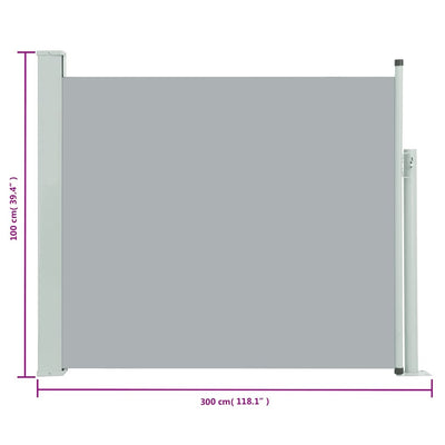 Patio Retractable Side Awning 100x300 cm Grey Payday Deals