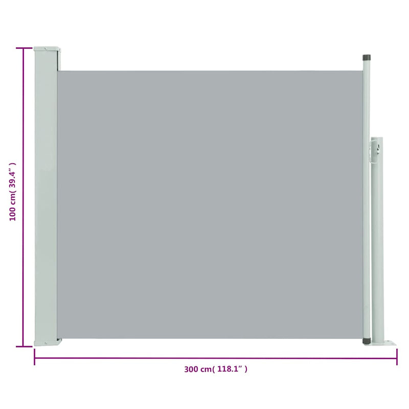 Patio Retractable Side Awning 100x300 cm Grey Payday Deals