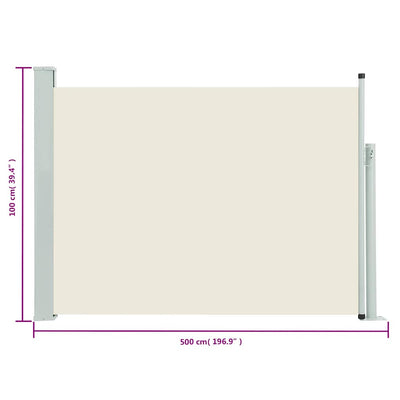 Patio Retractable Side Awning 100x500 cm Cream Payday Deals