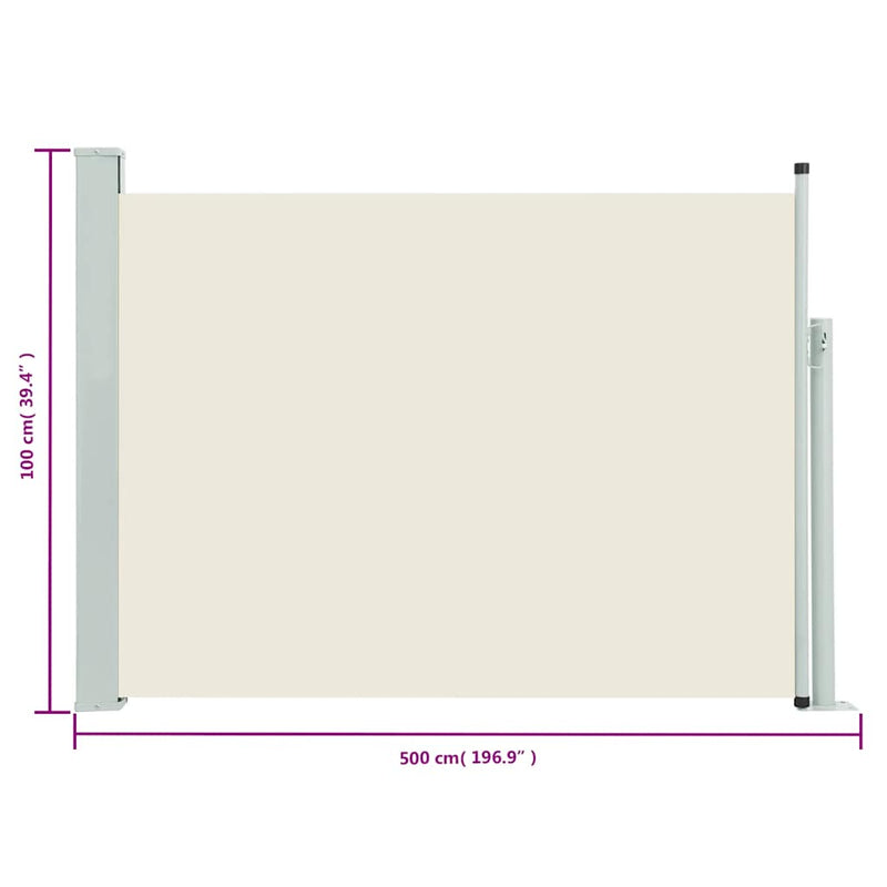 Patio Retractable Side Awning 100x500 cm Cream Payday Deals