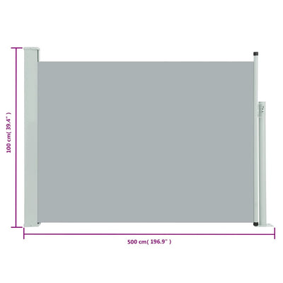 Patio Retractable Side Awning 100x500 cm Grey Payday Deals