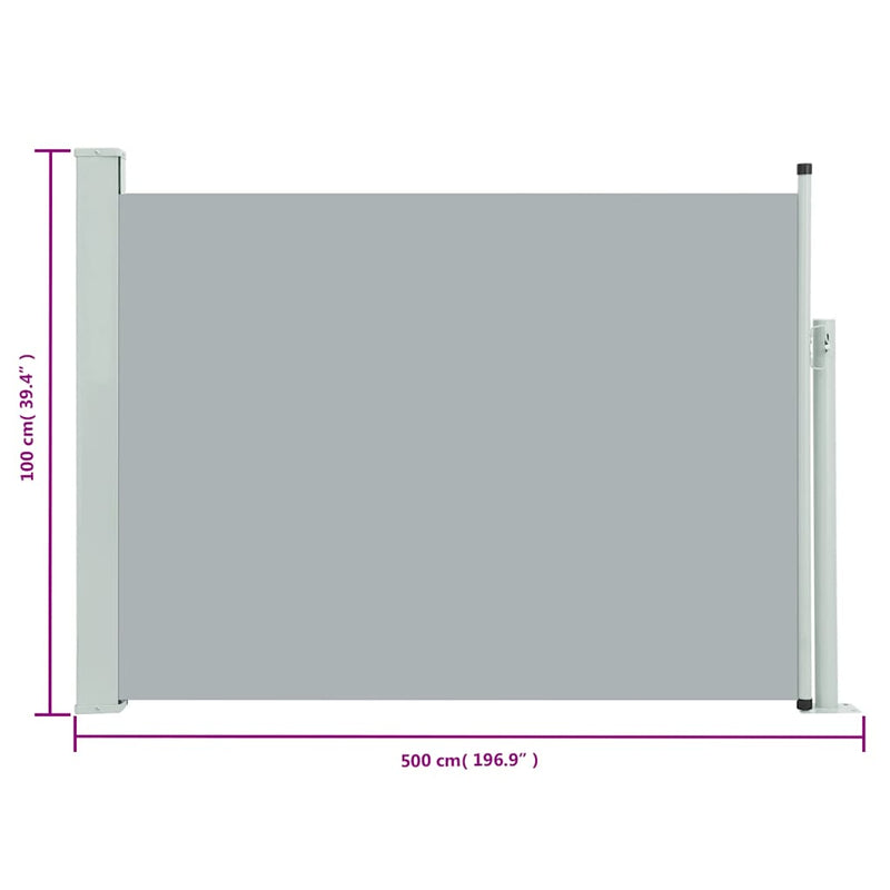 Patio Retractable Side Awning 100x500 cm Grey Payday Deals