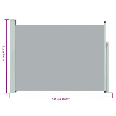 Patio Retractable Side Awning 120x500 cm Grey Payday Deals