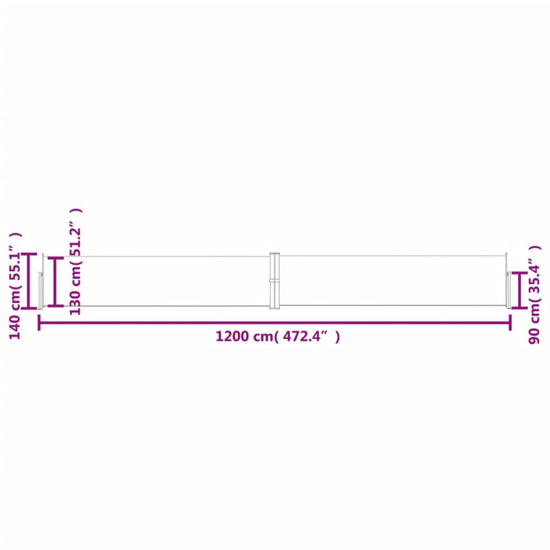 Patio Retractable Side Awning 140x1200 cm Cream Payday Deals
