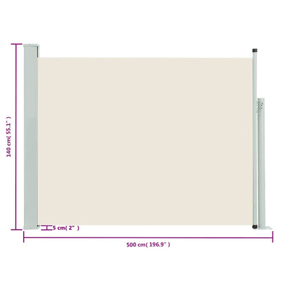 Patio Retractable Side Awning 140x500 cm Cream Payday Deals