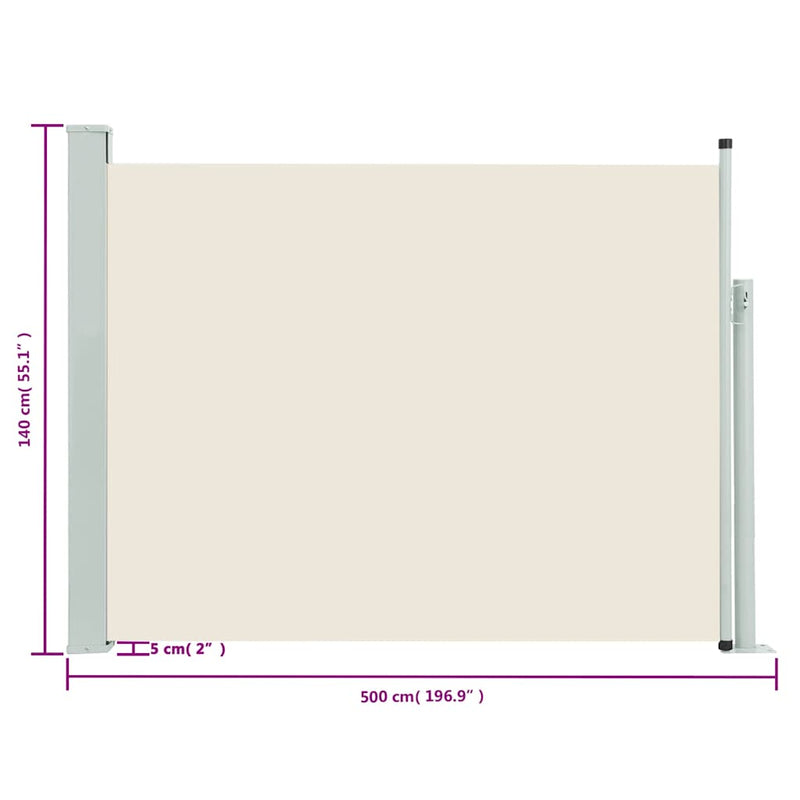 Patio Retractable Side Awning 140x500 cm Cream Payday Deals
