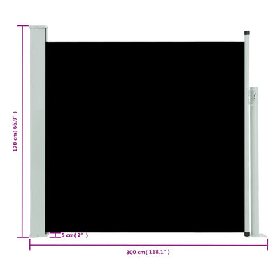 Patio Retractable Side Awning 170x300 cm Black Payday Deals