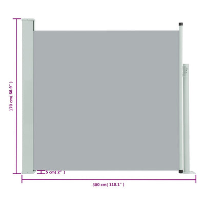 Patio Retractable Side Awning 170x300 cm Grey Payday Deals