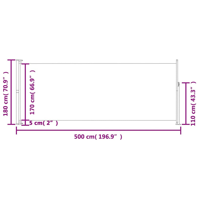 Patio Retractable Side Awning 180x500cm Grey Payday Deals