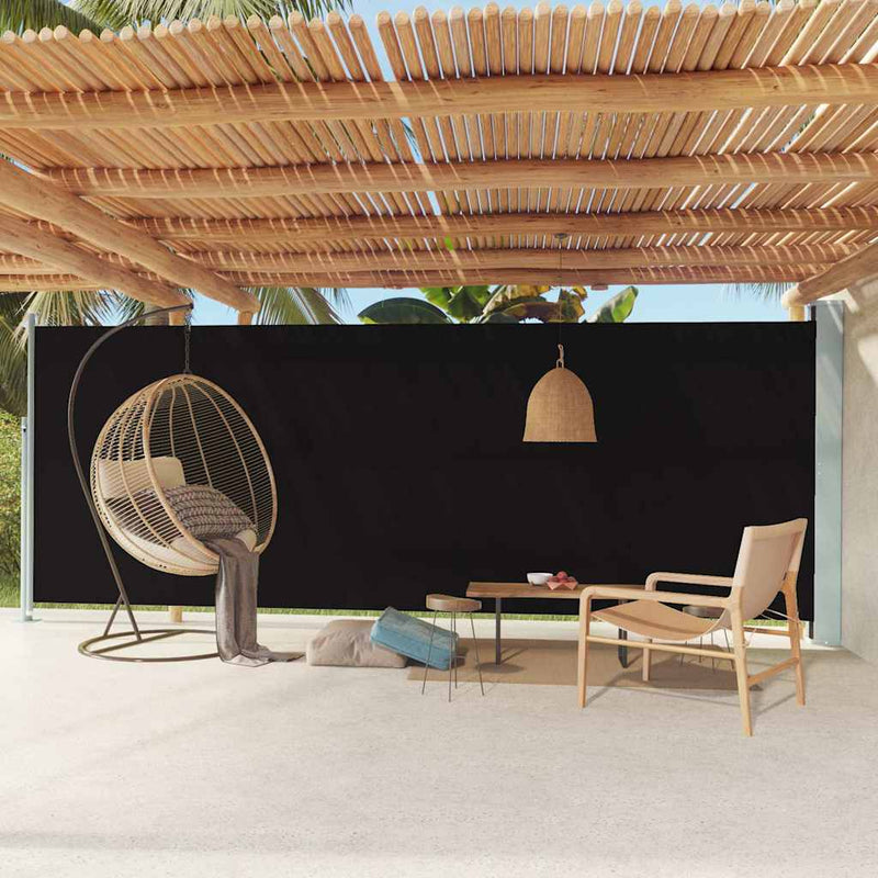 Patio Retractable Side Awning 200x600 cm Black Payday Deals