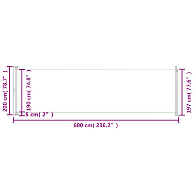 Patio Retractable Side Awning 200x600 cm Black Payday Deals