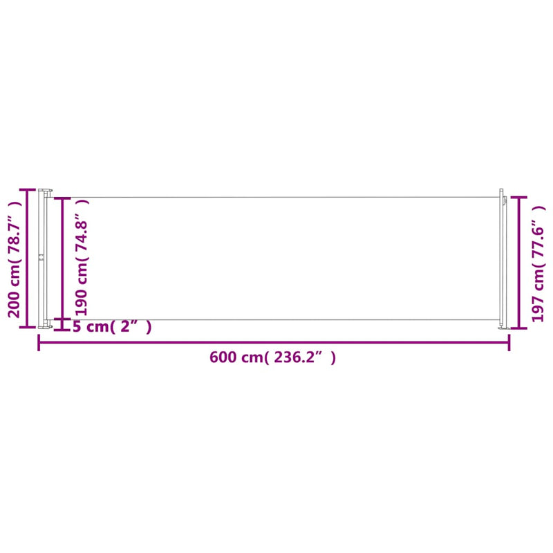 Patio Retractable Side Awning 200x600 cm Black Payday Deals
