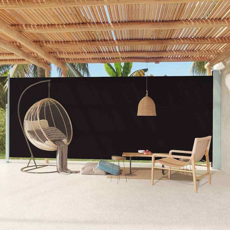 Patio Retractable Side Awning 220x600 cm Black Payday Deals