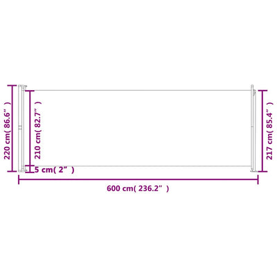 Patio Retractable Side Awning 220x600 cm Black Payday Deals
