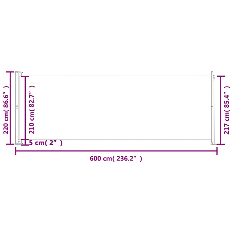 Patio Retractable Side Awning 220x600 cm Black Payday Deals