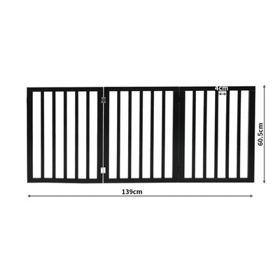 PaWz 3 Panels Wooden Pet Gate Dog Fence Safety Stair Barrier Security Door Black Payday Deals