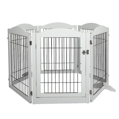 PaWz 6 Panels Pet Dog Playpen Puppy Exercise Cage Enclosure Fence Indoor White Payday Deals