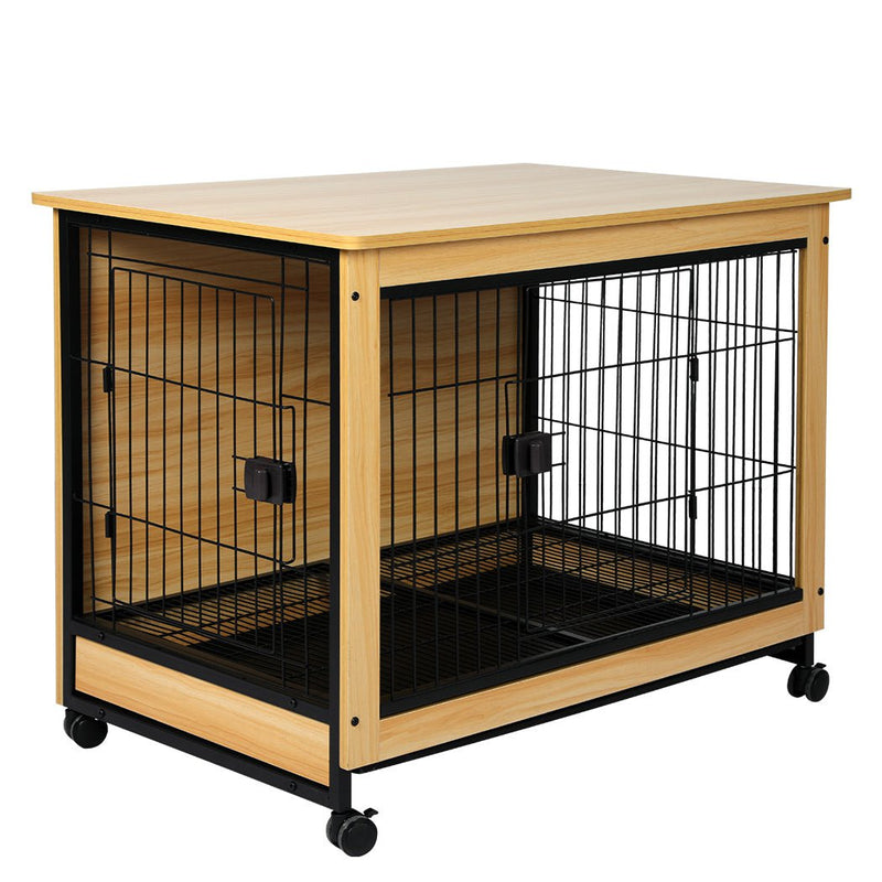 PaWz Wooden Wire Dog Kennel Side End Table Steel Puppy Crate Indoor Pet House XXL Payday Deals