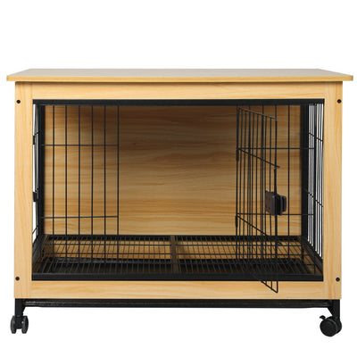 PaWz Wooden Wire Dog Kennel Side End Table Steel Puppy Crate Indoor Pet House XXL Payday Deals