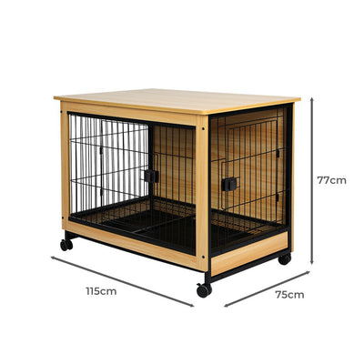 PaWz Wooden Wire Dog Kennel Side End Table Steel Puppy Crate Indoor Pet House XXL Payday Deals