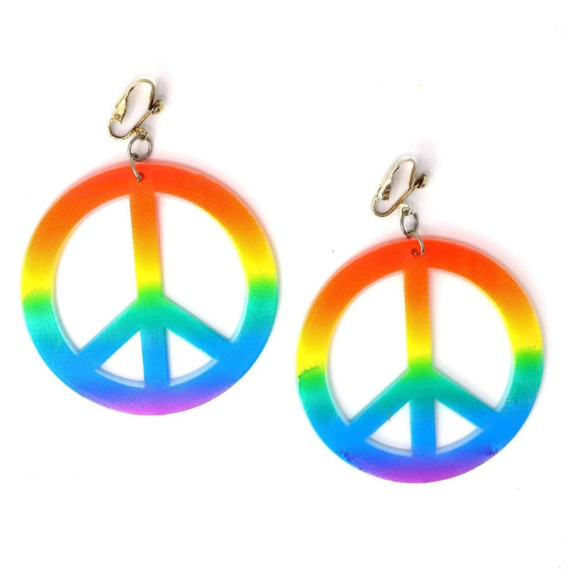 PEACE EARRINGS Hippie 60s 70s Costume Fancy Dress Party Hippy Groovy Boho Payday Deals
