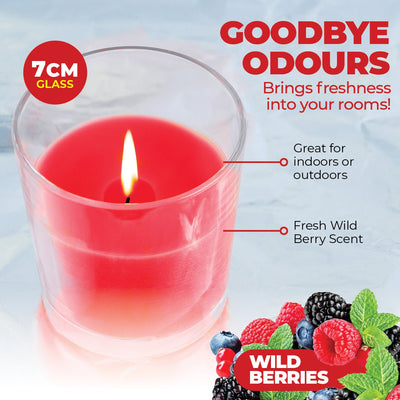 Perfect Scent 12PCE Wild Berries Scented Fragrant Candles In Glass Holder 7cm Payday Deals