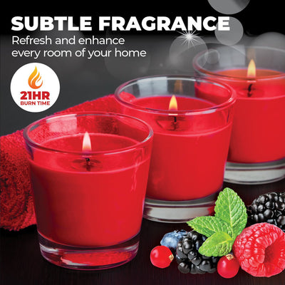 Perfect Scent 12PCE Wild Berries Scented Fragrant Candles In Glass Holder 7cm Payday Deals